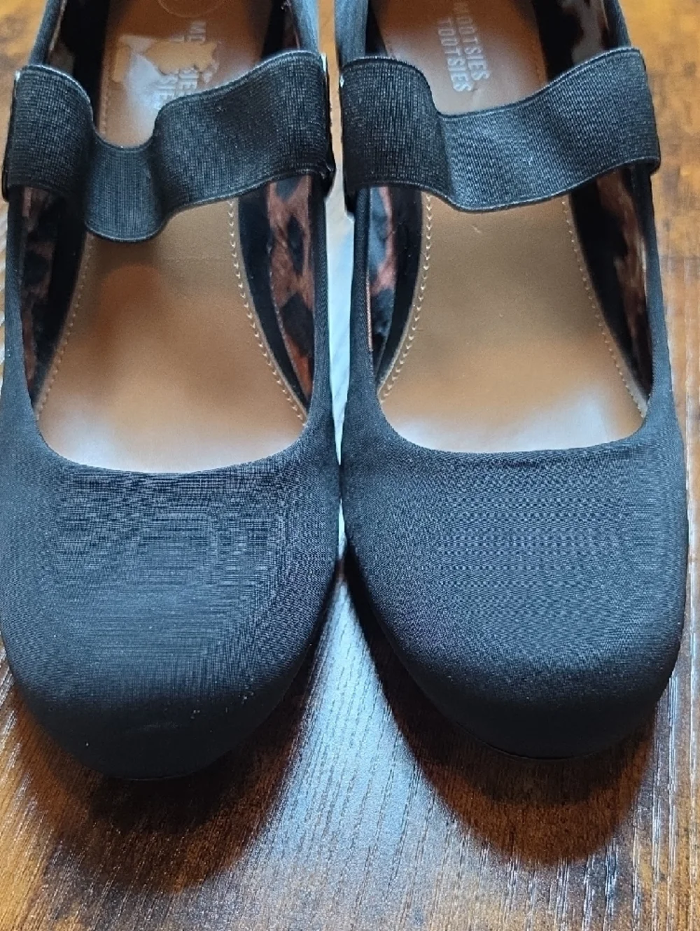 MOOTSIES TOOTSIES |‎ Black Mary Jane Heels Rounded Toe Leopard Print | 10